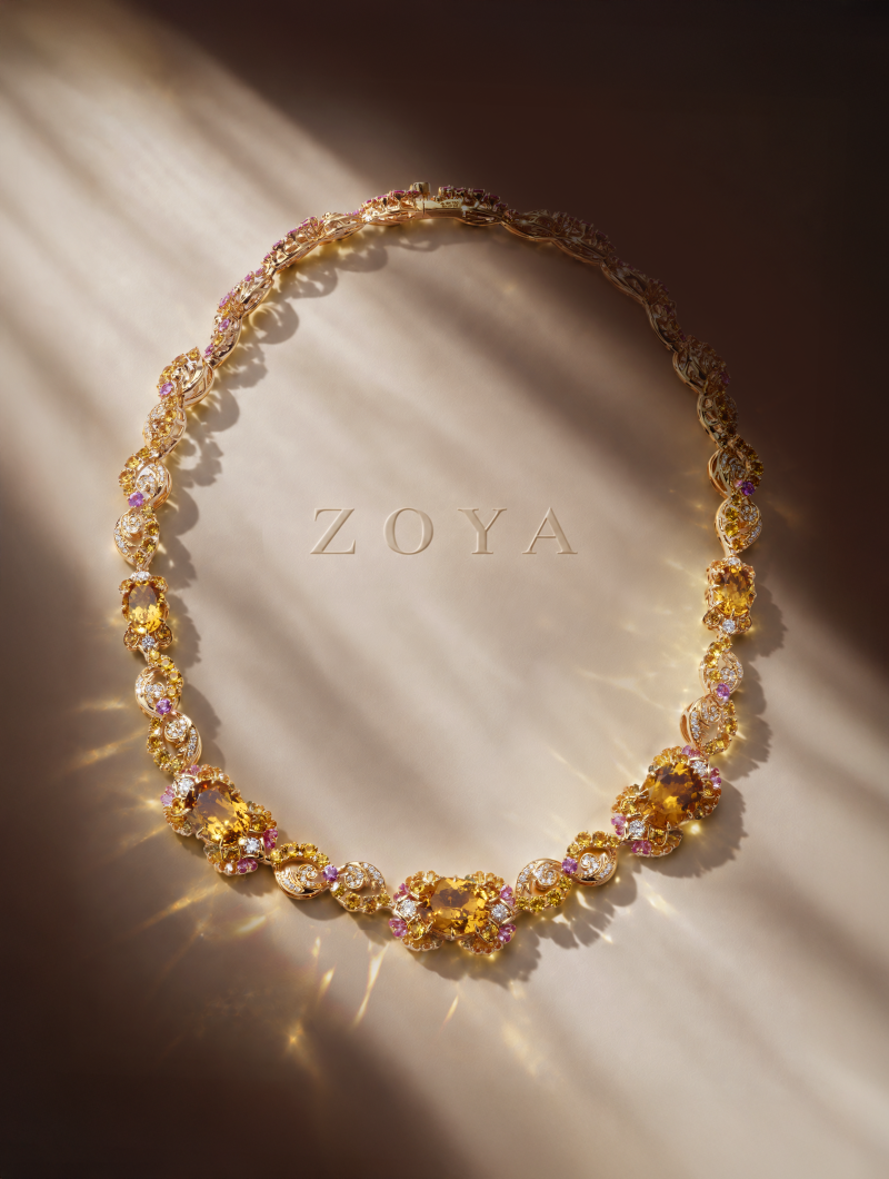 ZOYA Rekindle Necklace with golden heliodors and yellow and pink sapphires