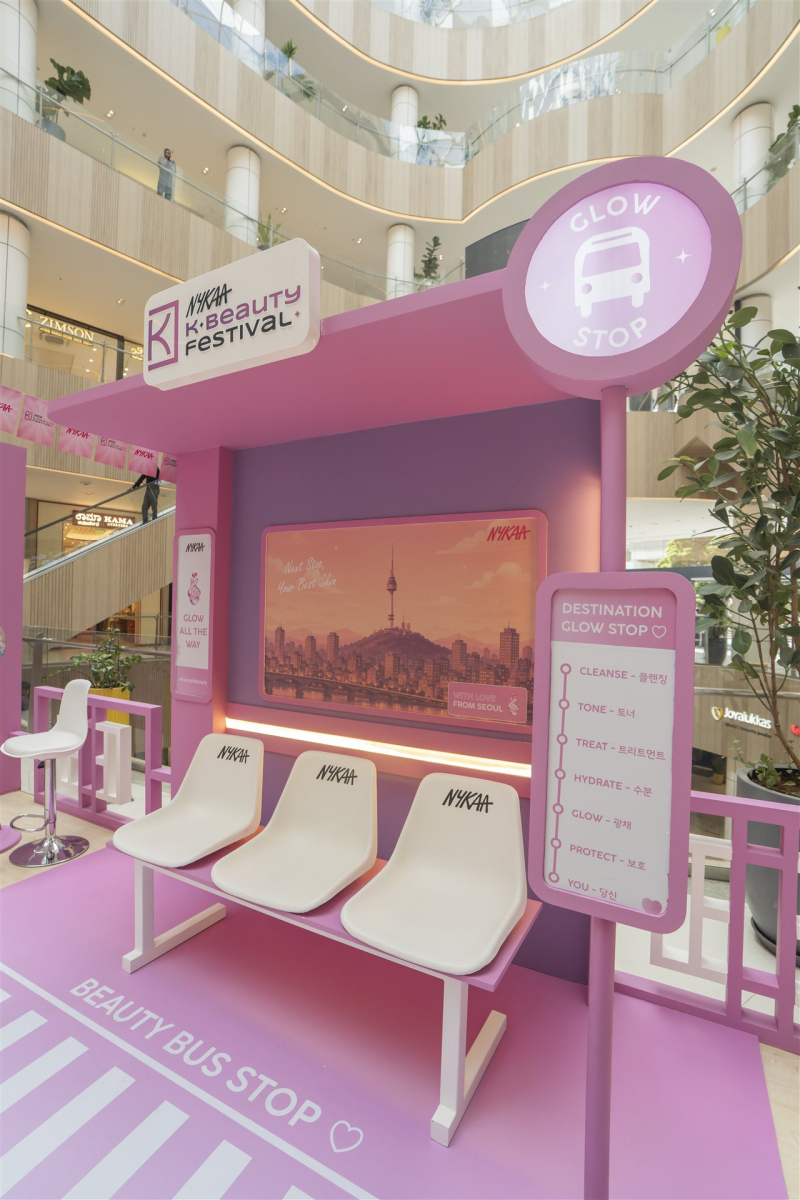 Glow Stop seating installation at Nykaa’s K-Beauty Festival