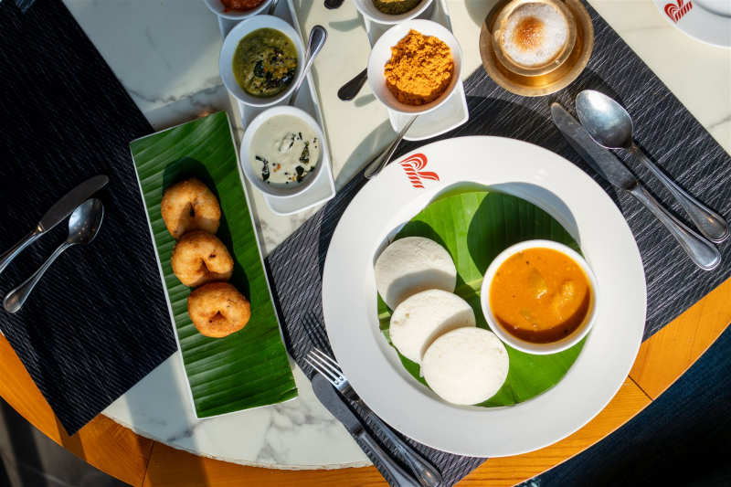 Idli, vada, sambar, chutneys and coffee at Rosetta Sakleshpur