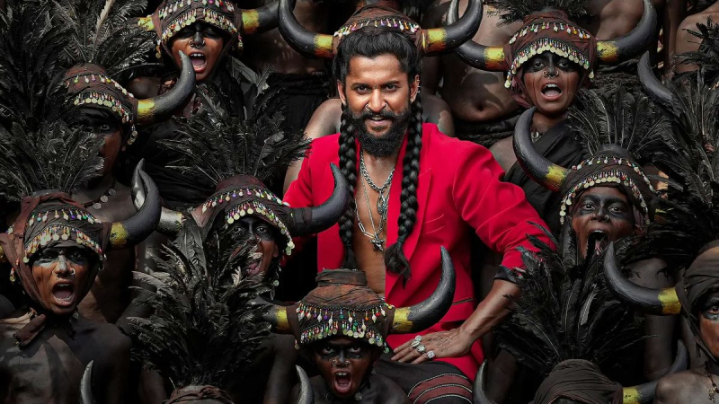 Nani in a red jacket in The Paradise