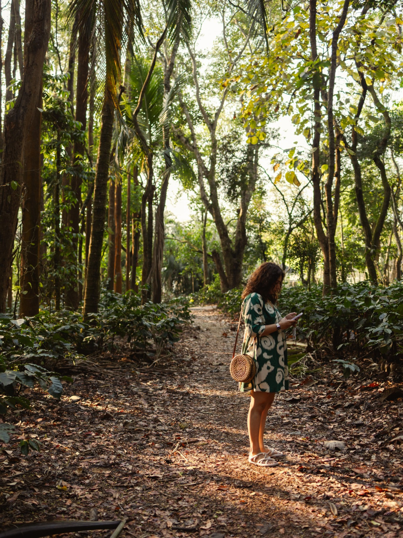 Exploring the shaded plantation trails at The Serai Chikmagalur.
